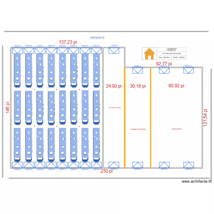 B&acirc;timent B L'Assomption. Plan de 