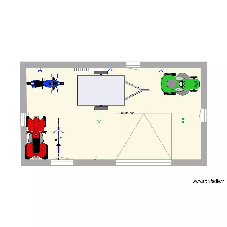 garage maths. Plan de 1 pièce et 30 m²