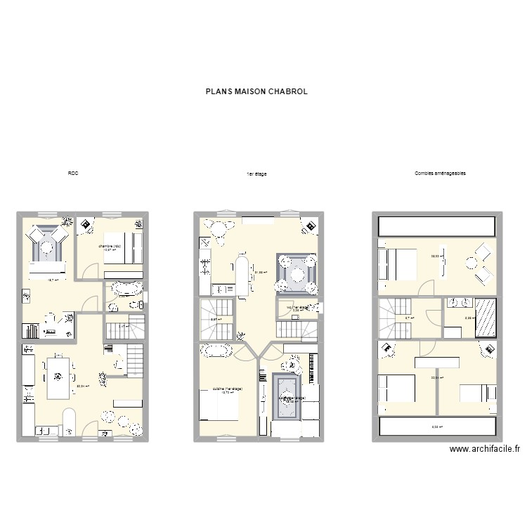 Plan maison Chabrol ariane. Plan de 15 pièces et 196 m2