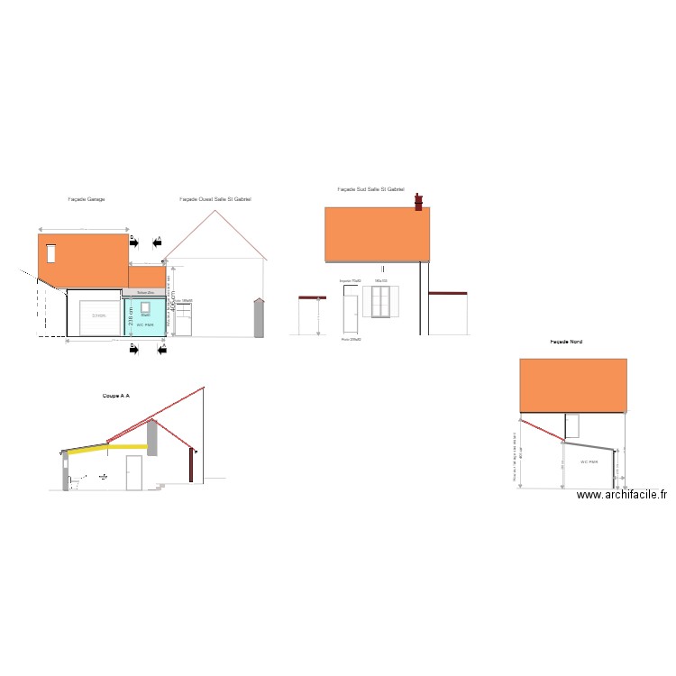 Bourron Façade Nord WC PMR. Plan de 0 pièce et 0 m2