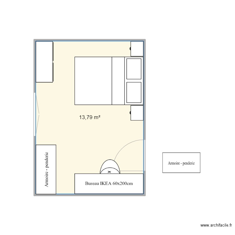 MAISON VALENCIN_CHB VIOLETTE (D&V). Plan de 1 pièce et 14 m2