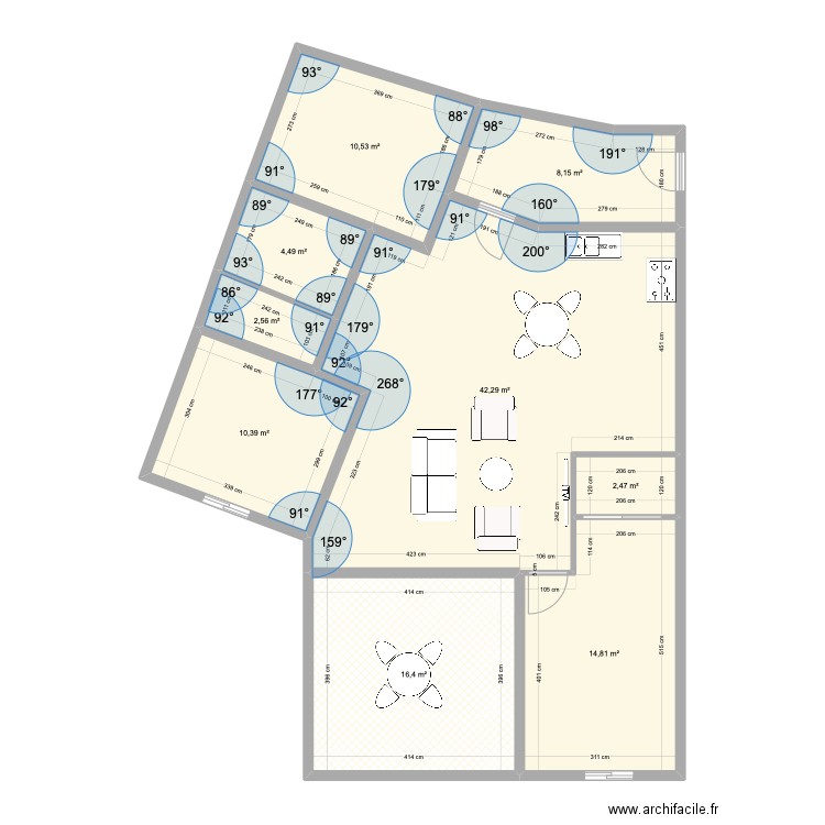 PLAN T4 MODIFICATION ROYAL 2. Plan de 9 pièces et 112 m2