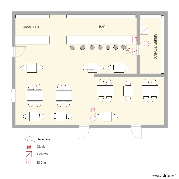 TABAC LA FABRIQUER alarme. Plan de 0 pièce et 0 m2