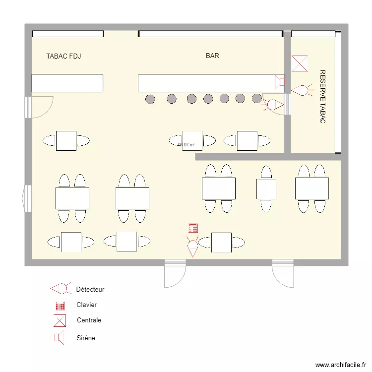 TABAC LA FABRIQUER alarme. Plan de 