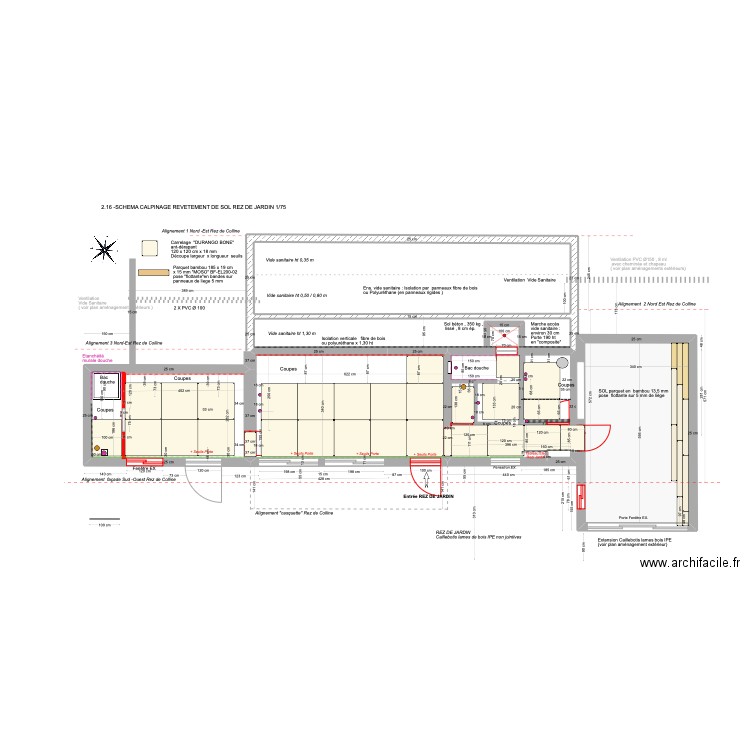 2.16 -SCHEMA CALPINAGE REVËTEMENT SOL REZ DE JARDIN 1/75. Plan de 0 pièce et 0 m2
