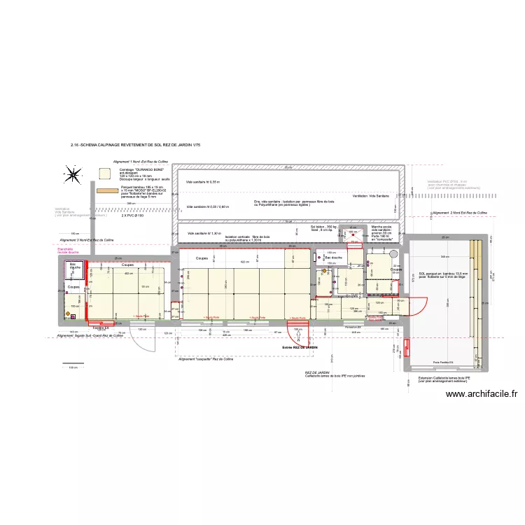 2.16 -SCHEMA CALPINAGE REV&Euml;TEMENT SOL REZ DE JARDIN 1/75. Plan de 