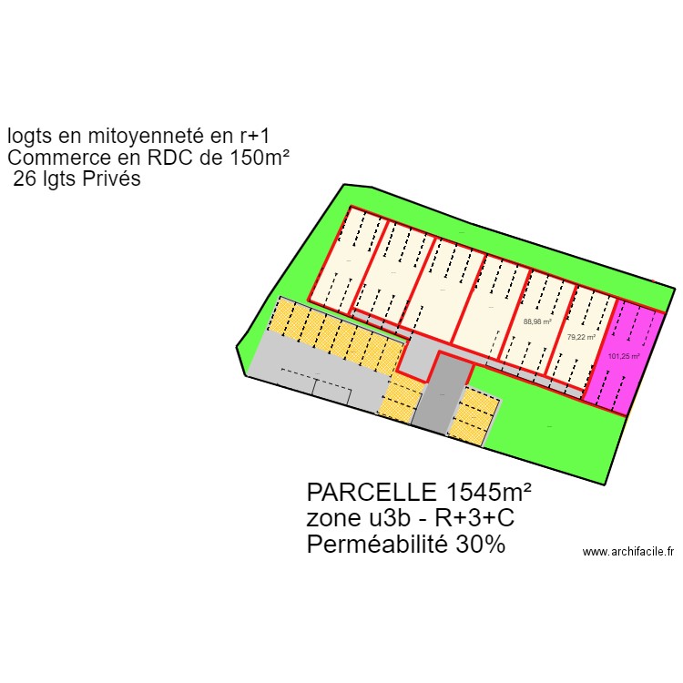 MOTTAGAN CS 830 commerce. Plan de 14 pièces et 1460 m2