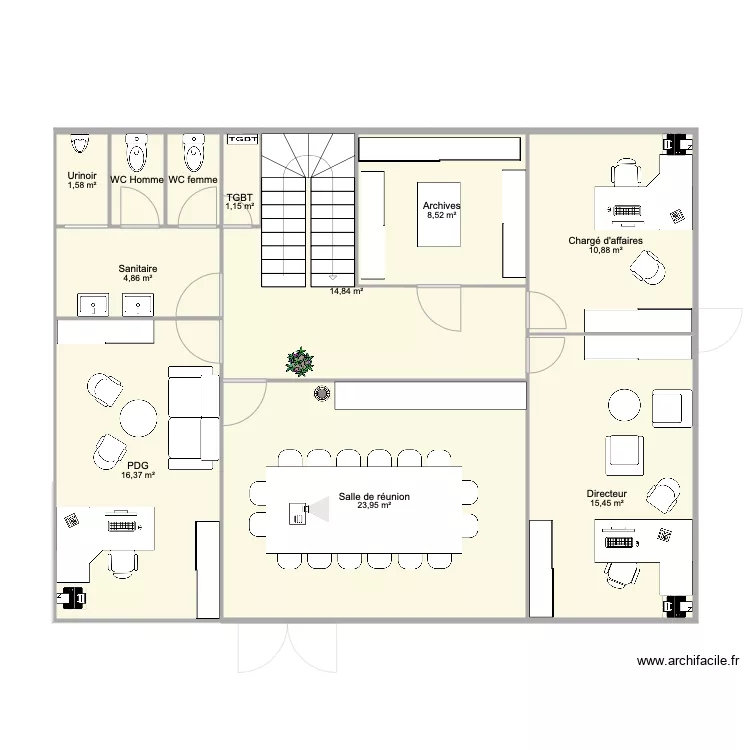 Bureau &eacute;tage 2 sans cote. Plan de 