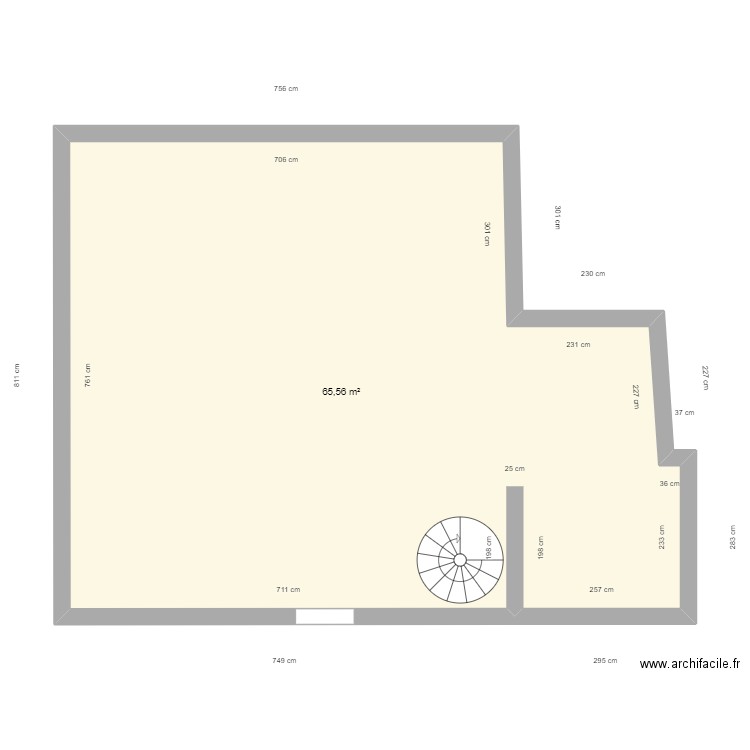 PIETRALBA - Existant espace à aménager. Plan de 1 pièce et 66 m2
