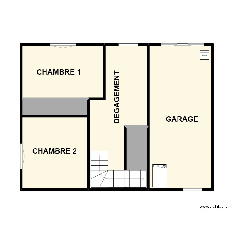 ROULEAU RDC. Plan de 6 pièces et 57 m2