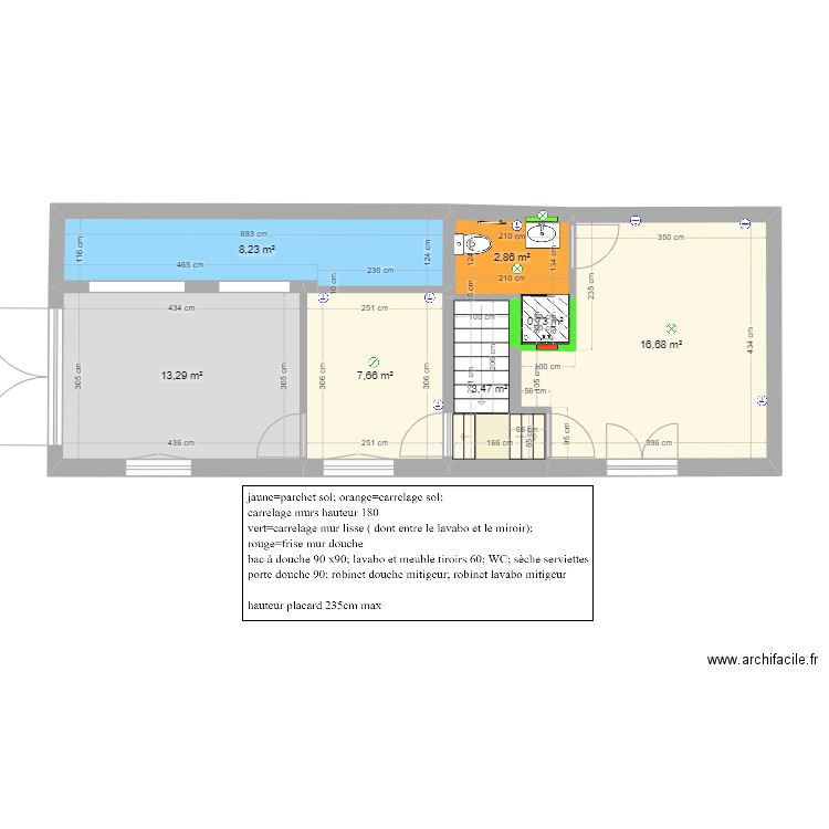 Montauroux RdJ sans meubles. Plan de 7 pièces et 53 m2