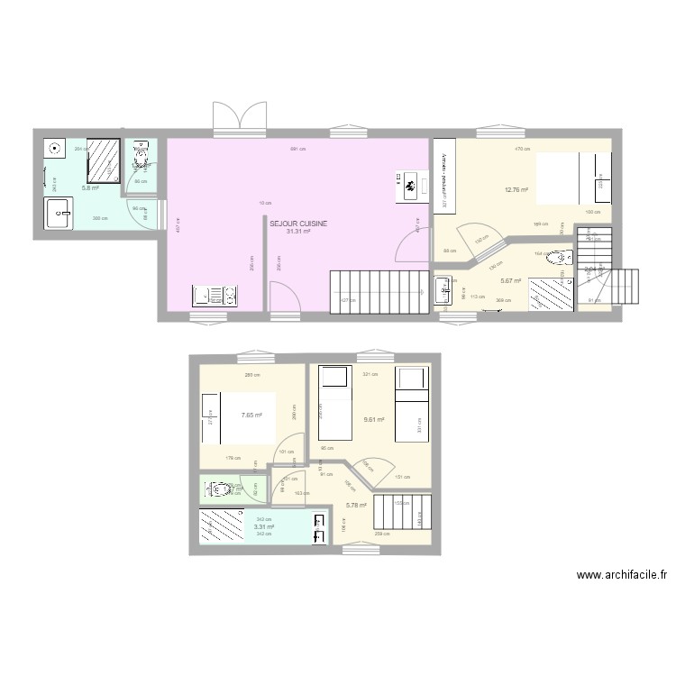 APPART XAVIER APRES travaux VERS 3. Plan de 0 pièce et 0 m2