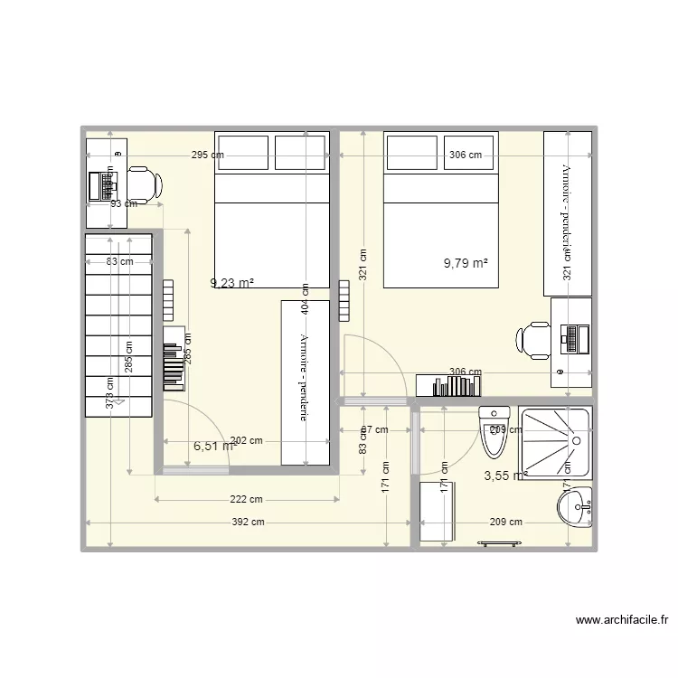 Maison &eacute;tage. Plan de 