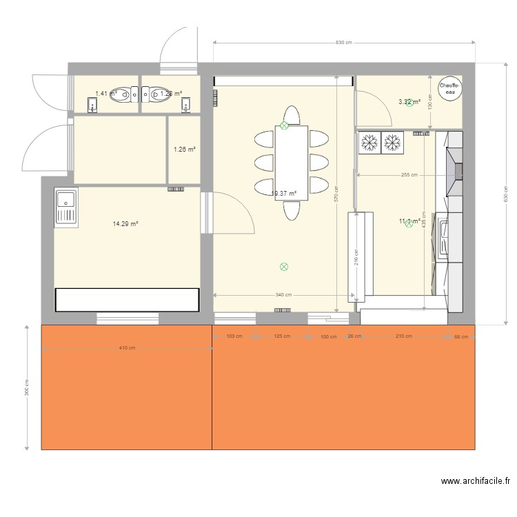 COUPE AA Agrandissement local. Plan de 0 pièce et 0 m2