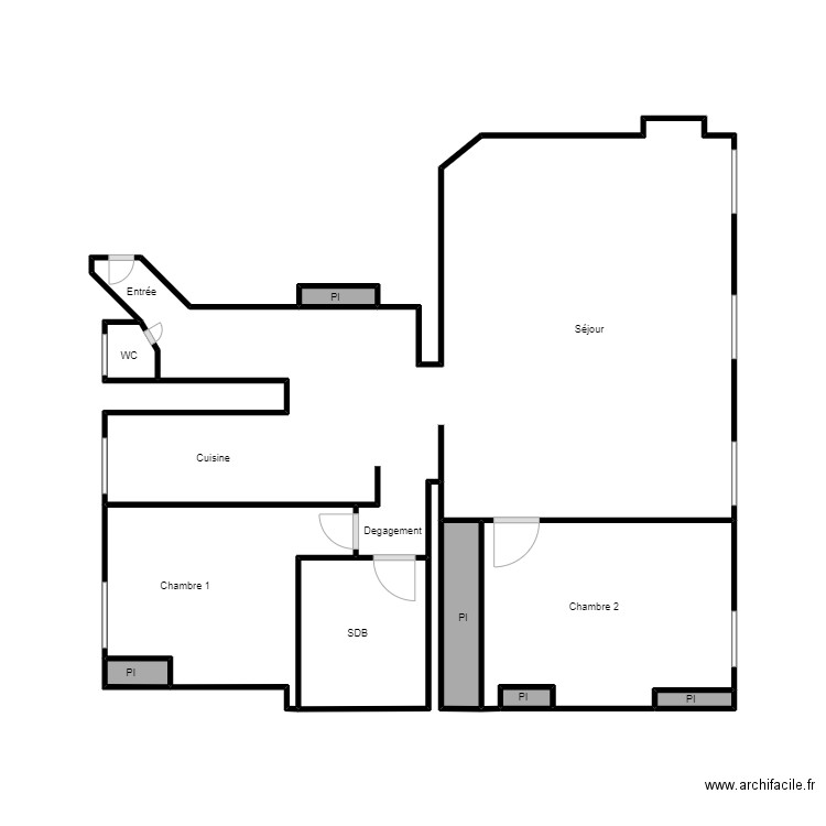 Plan Roy flora. Plan de 10 pièces et 33 m2