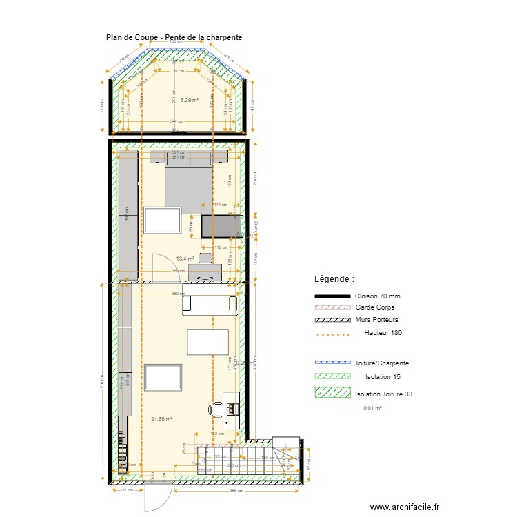 Buchot Julien et Anne Aménagement 1ch Validé. Plan de 7 pièces et 42 m2