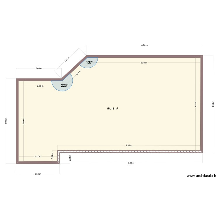 HMC  TALON. Plan de 1 pièce et 54 m2