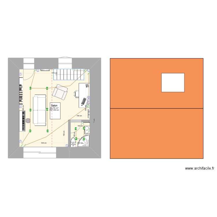 Aucey gîte. Plan de 3 pièces et 60 m2