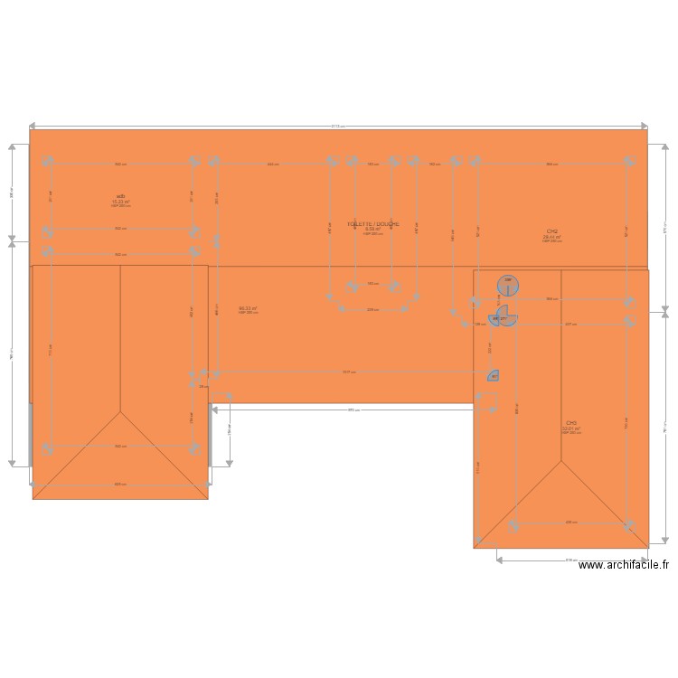 Plan projet chalet des Sables toiture. Plan de 10 pièces et 364 m2