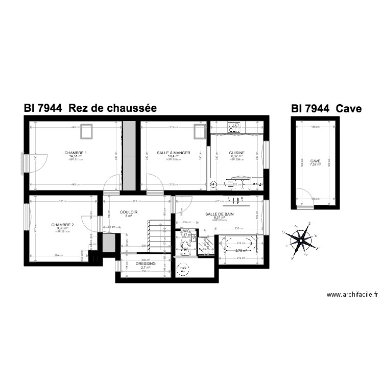 PLANS BI 7944. Plan de 18 pièces et 130 m2