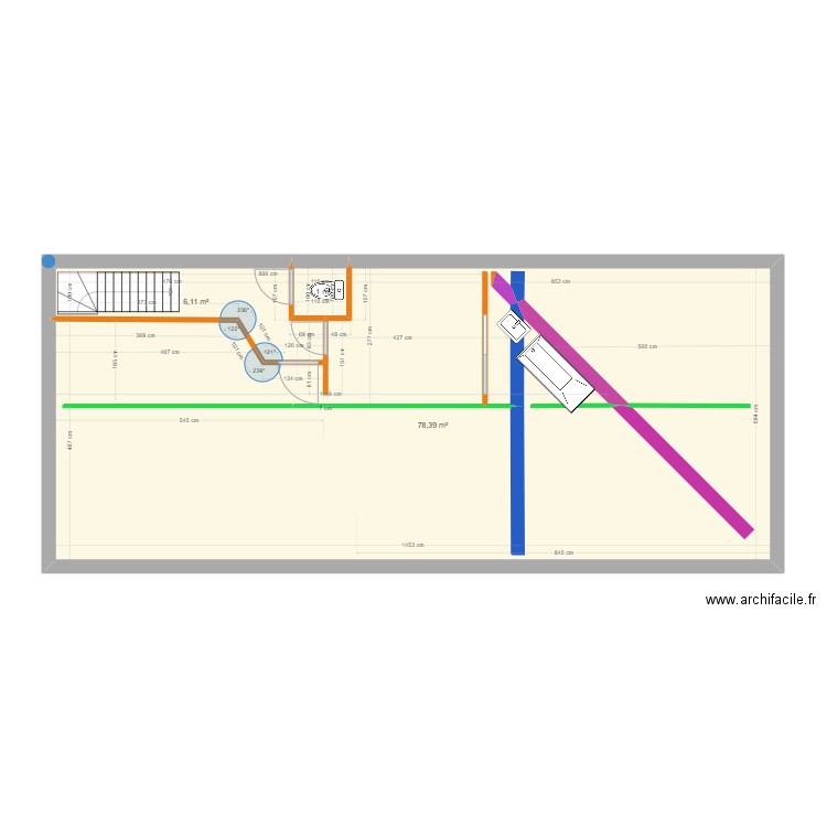 plan A poutres niv 1. Plan de 3 pièces et 86 m2