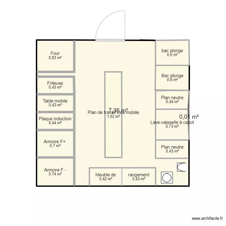 Cuisine pavillon . Plan de 