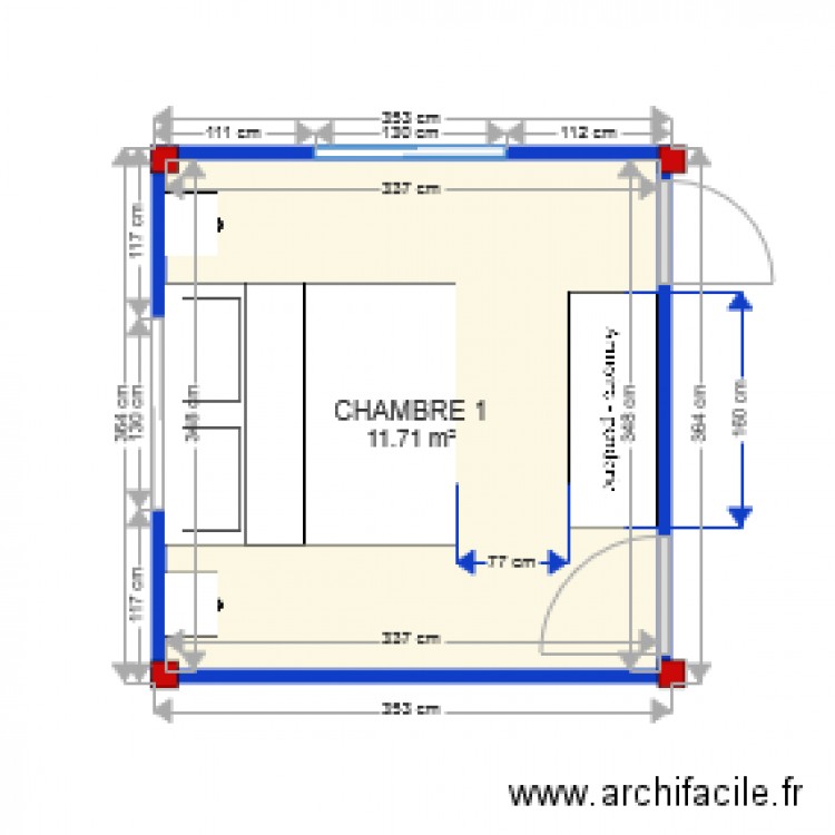 CHAMBRE 1. Plan de 0 pièce et 0 m2