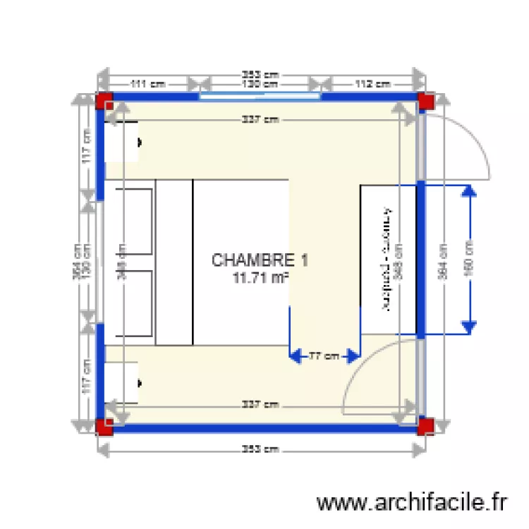 CHAMBRE 1. Plan de 