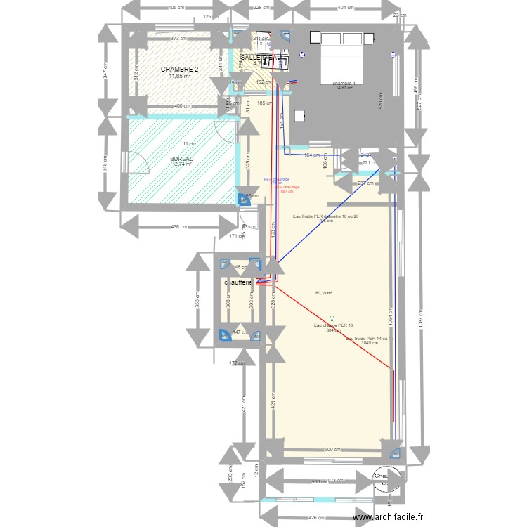 87Croix hervy4 circuit Hydraulique. Plan de 6 pièces et 109 m2