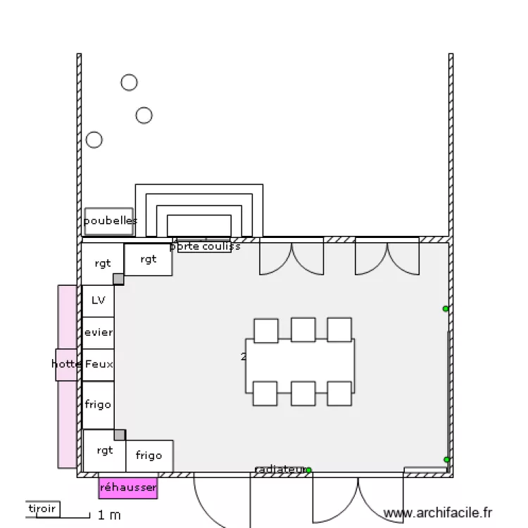 CUISINE dans VERANDA  Luc. Plan de 