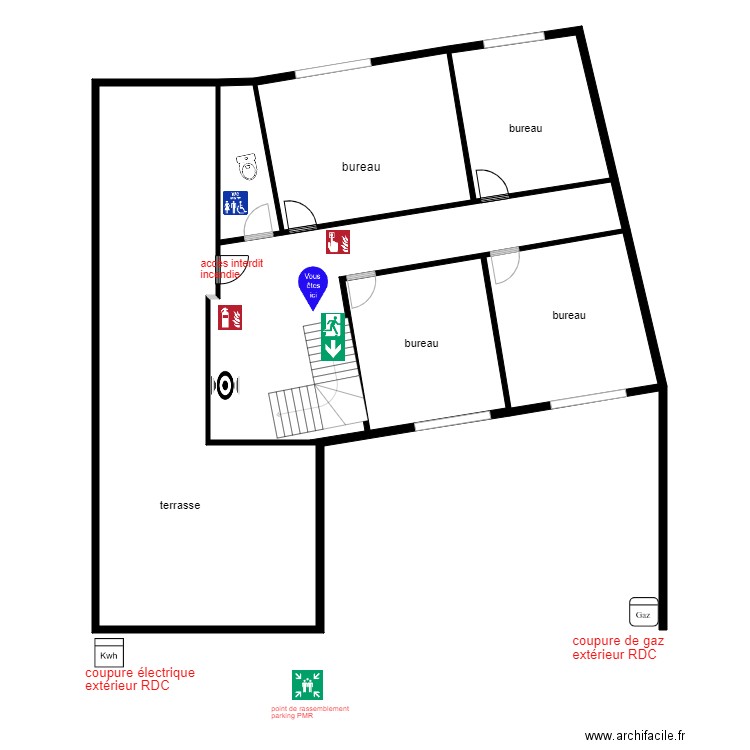 Maisons des solidarités ETAGE. Plan de 6 pièces et 237 m2