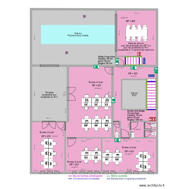 LEFT LA PISCINE R+1 APRES TRAVAUX. Plan de 14 pièces et 230 m2