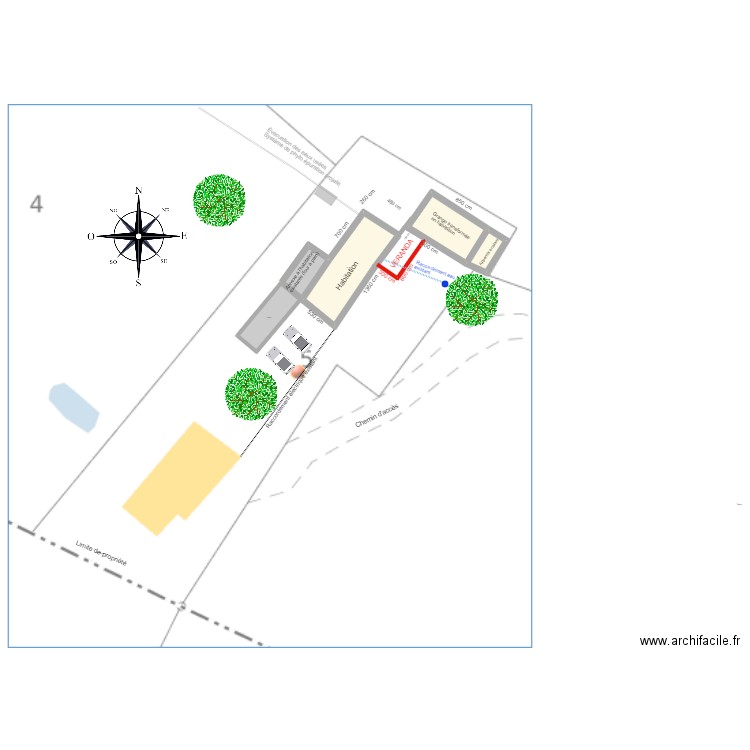 plan de masse. Plan de 5 pièces et 138 m2