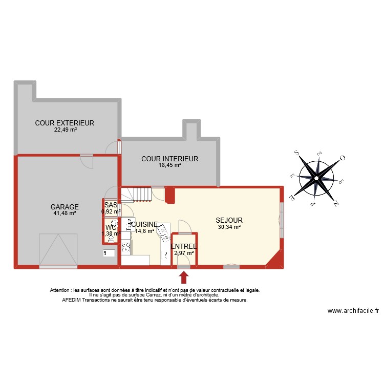 BI 8863 RDC. Plan de 10 pièces et 133 m2