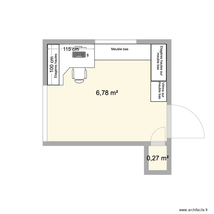Bureau Villa Joia. Plan de 2 pièces et 7 m2