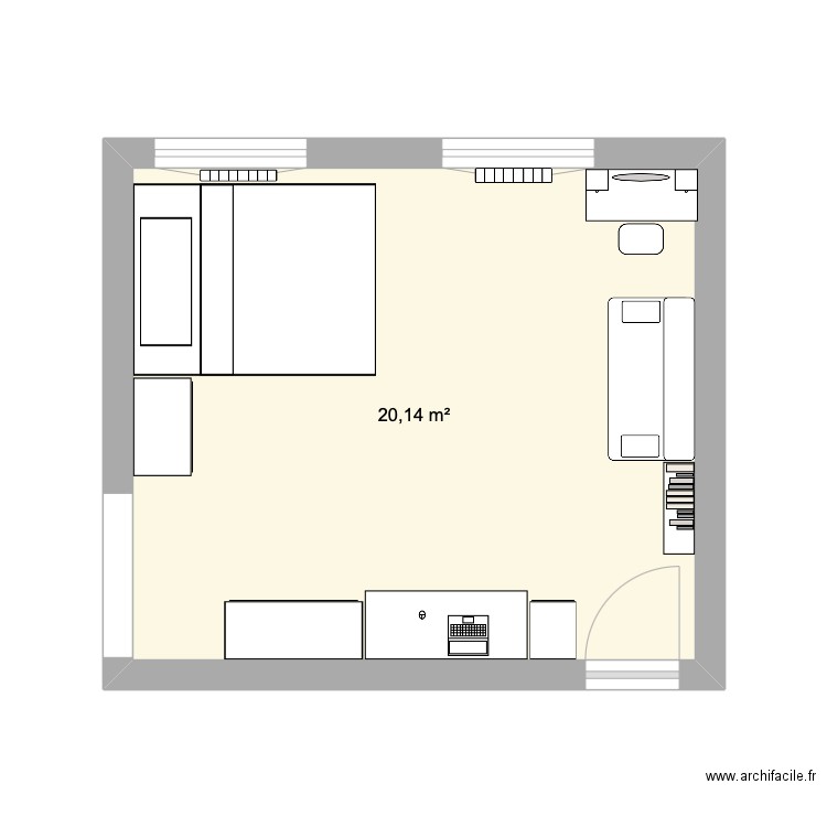 chambre Elyah. Plan de 1 pièce et 20 m2