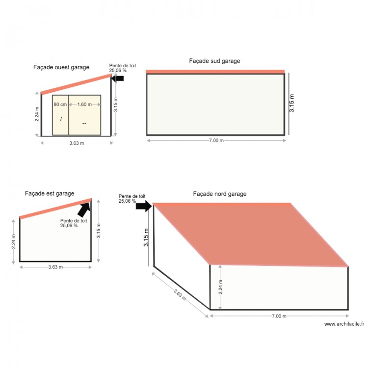 PCMI 5  Facades garage . Plan de 0 pièce et 0 m2