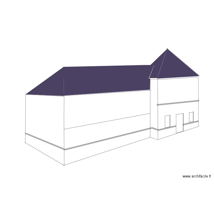 facade de 3/4. Plan de 0 pièce et 0 m2