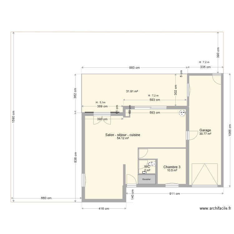 Maison rdc avec extension avril 2019 nu. Plan de 0 pièce et 0 m2