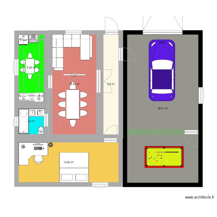 PIFA4croquis. Plan de 6 pièces et 85 m2