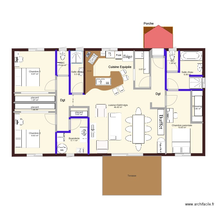 Plan de maison F4 de Tito et Finau revue. Plan de 0 pièce et 0 m2