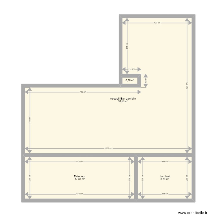 RDC Lamblin. Plan de 4 pièces et 85 m2