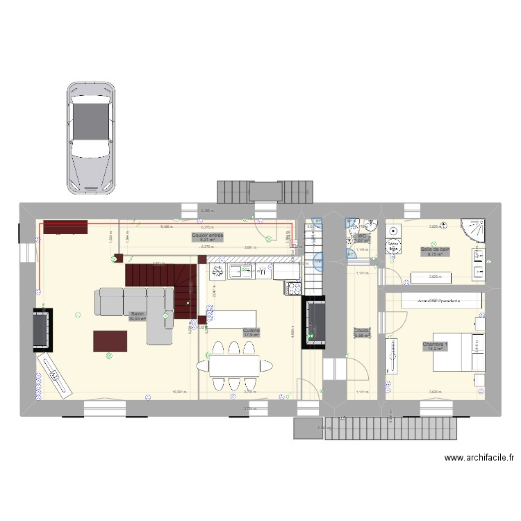 25liesl. Plan de 7 pièces et 96 m2