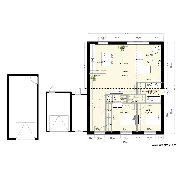 PLAN projet  1POPO. Plan de 12 pièces et 151 m2