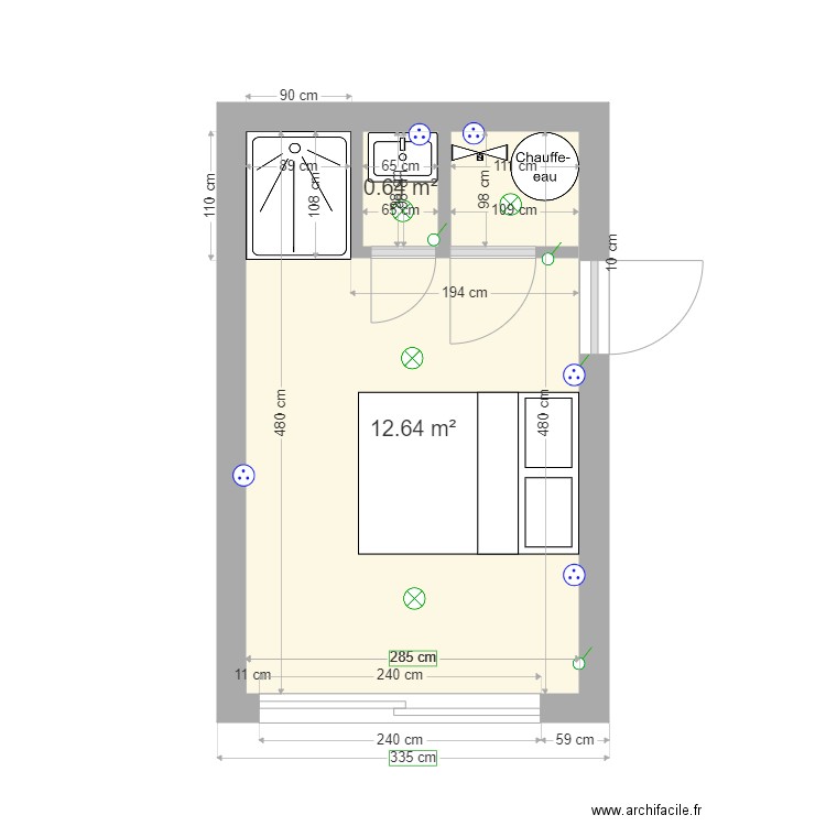 AKIF LIVRON. Plan de 2 pièces et 13 m2