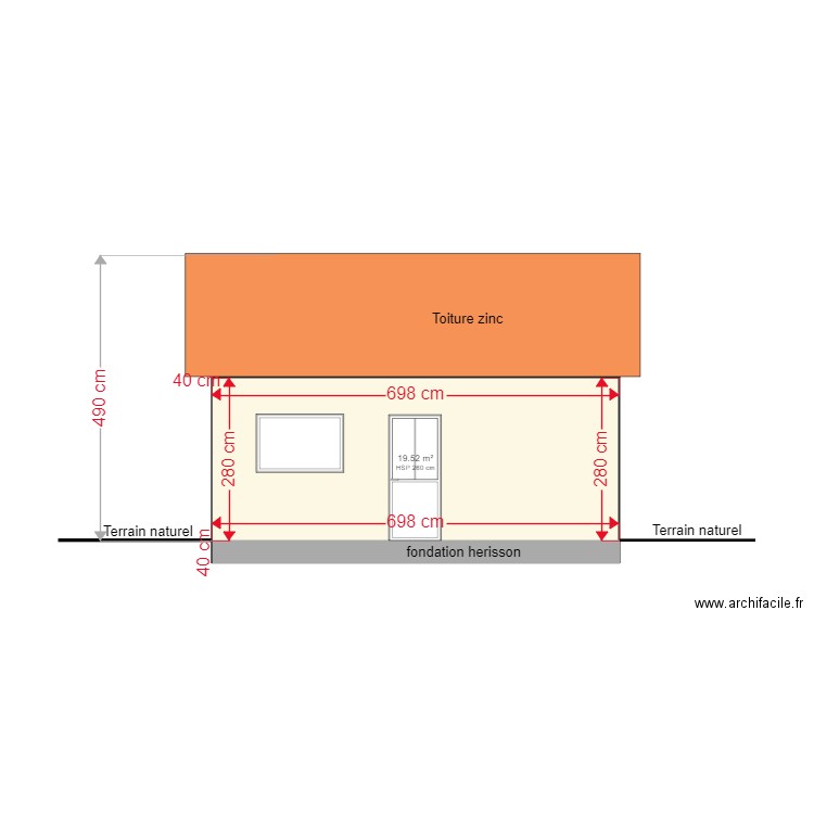 plan terrain naturel facade est 2. Plan de 0 pièce et 0 m2