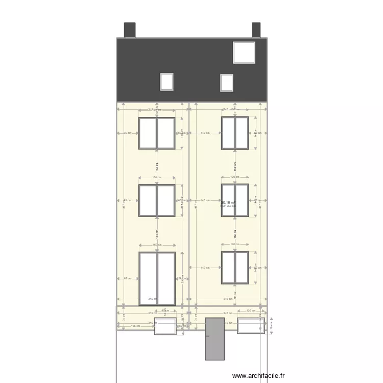 Plan Fa&ccedil;ade arri&egrave;re c&ocirc;t&eacute; jardin apr&egrave;s transformation. Plan de 