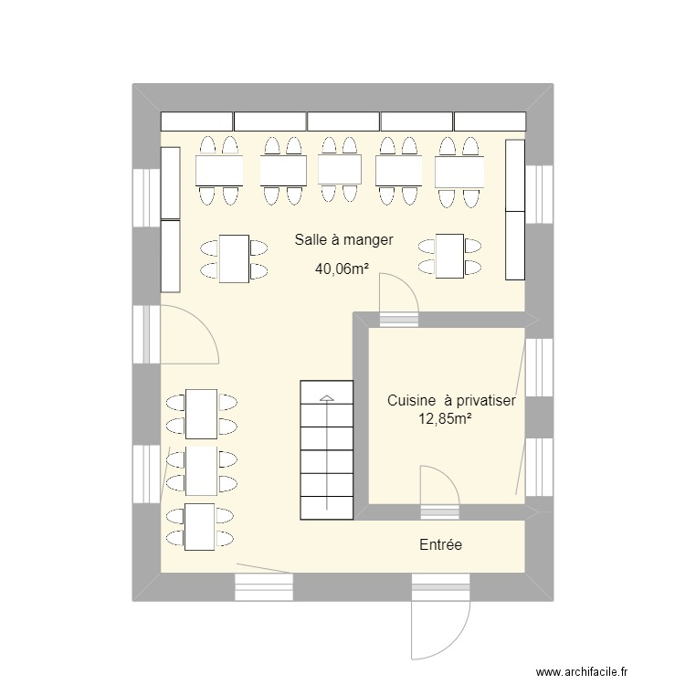 RDC LESDINS 19D Tribu. Plan de 2 pièces et 17 m2