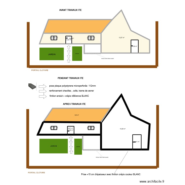 fournier 2. Plan de 18 pièces et 68 m2