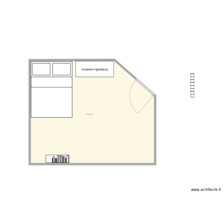 Chambre AL. Plan de 1 pièce et 13 m2